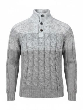 Weatherproof Vintage Men’s Ombré Cable Knit Quarter Button Mock Neck Sweater Tan